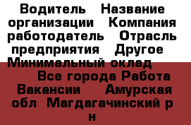 Водитель › Название организации ­ Компания-работодатель › Отрасль предприятия ­ Другое › Минимальный оклад ­ 15 000 - Все города Работа » Вакансии   . Амурская обл.,Магдагачинский р-н